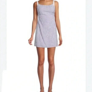 NWT L*Space Revolve Anika Gingham Check Seersucker Mini Dress Size Small